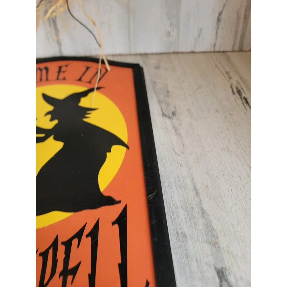 Halloween come in for a spell witch sign unique wall home decor cauldron